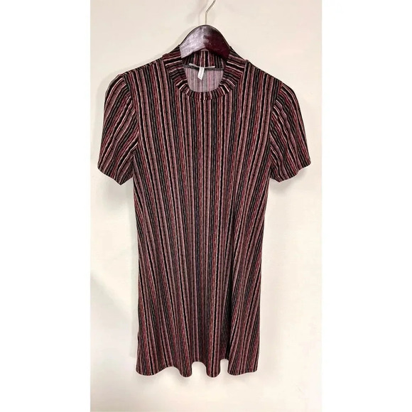 BCBGenaration Womens Multi-Color Striped Short-Sleeve Slip Mini Dress Medium - Picture 1 of 9
